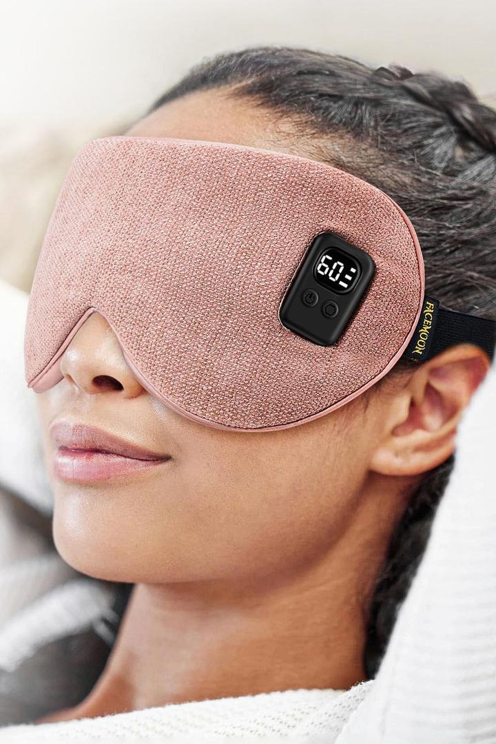 Heated Eye Mask for Dry Eyes: Warm Compress for Digital Tired Eyes, Stye Relief - Cordless, Adjustable Heat & Timer Settings - Airplane/Road Travel, Sleep aid, Office nap Pink