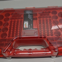 Ontel Battery Daddy Storage & Organizer Case w/Tester, Stores & Protects Up to 180 Batteries, Double-Sided, Clear Locking Lid, Secure Latches & Portable Carrying Handle - Red (Batteries Not Included)