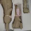 3 Pcs Rattan Effect Resin Easter Bunny Figurines Decor Wicker Easter Bunny Garden Statue with Bow for Spring Table Centerpieces Indoor Outdoor Patio Yard Farmhouse Decorations Home Decor