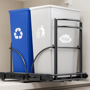Dual Pull Out Trash Can Under Cabinet Rack-No Can Included, Under Sink