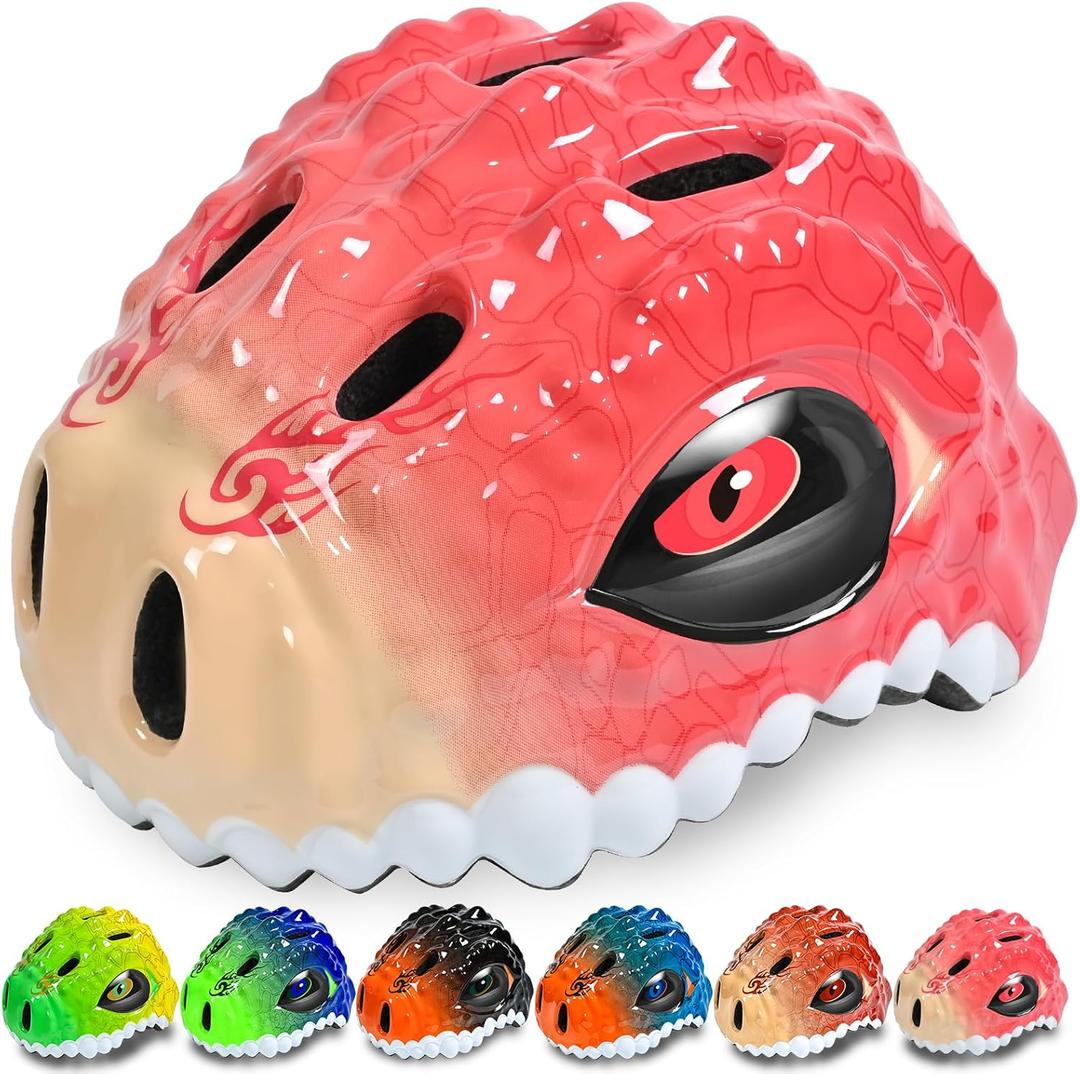 Toddler/Kids Bike Helmet Set for Boys Girls 3D Adjustable Kids Helmet Protective Gear Set Knee Elbow Wrist Pads and Multi-Sports Skateboard Scooter Cycling Roller Balance Bike (Small: 18.9"-21.2"/48-54cm, Single-Rose)