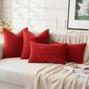 MIULEE Red Couch Pillow Covers 20x20 Inch, Set of 2 Soft Chenille Decorative Square Throw Pillow Covers Farmhouse for Sofa Living Room Bed
