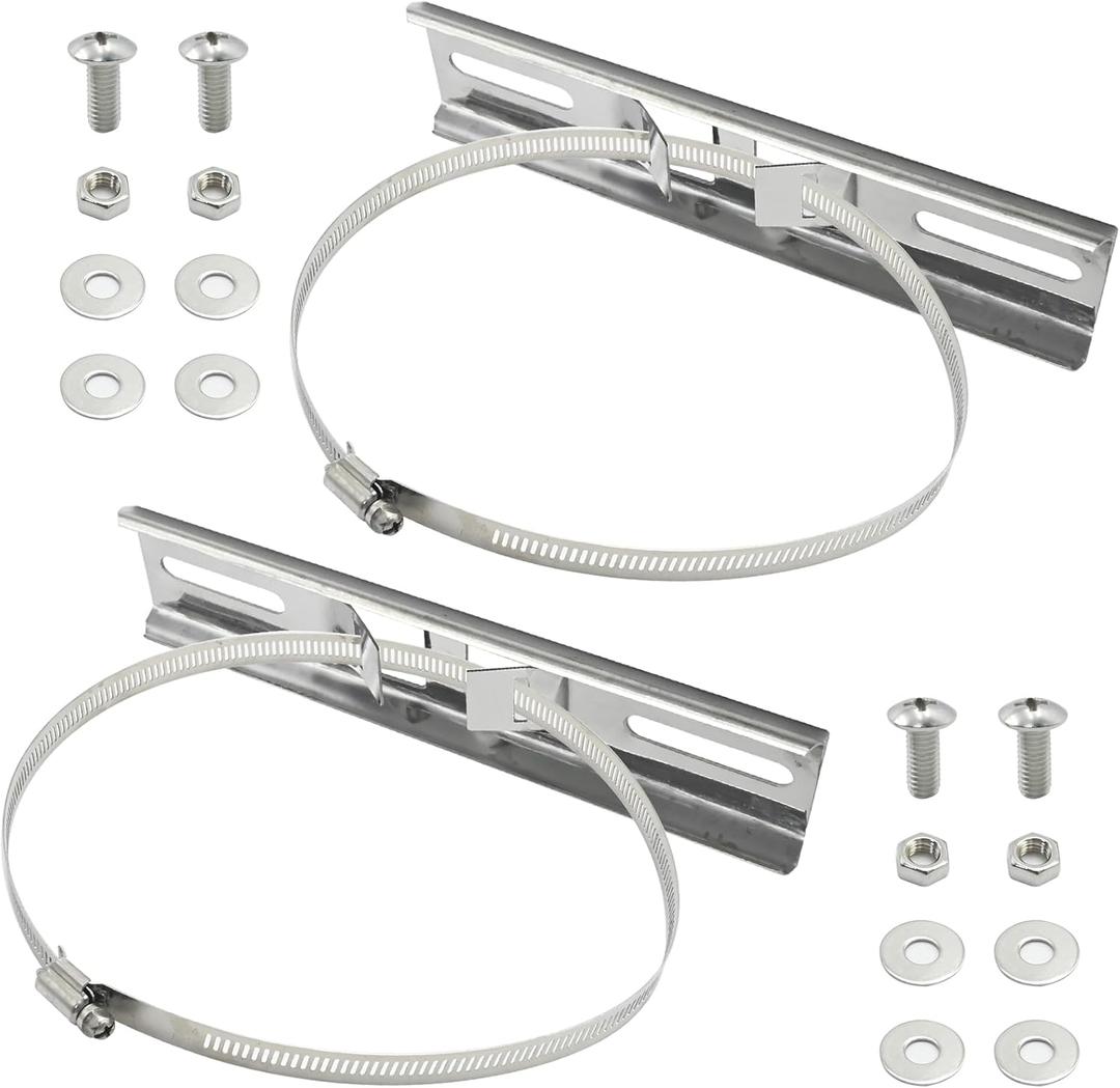 2Pcs Pole Mounting Kits (7.8"x1.9" Bracket 200x48mm), 304 Stainless Steel Brackets with Cable Clamps for Circuit Breaker Box Outdoor Waterproof Junction Box Electrical Boxes