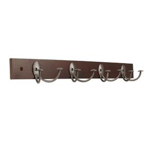 Stratford 4-Double Hook Wall-Mounted Wooden Rack - Coffee with Graphite Hooks