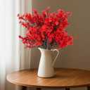 Red Artificial Flowers Plants for Christmas Home Decor Indoor 10 PCS, Fake Silk Babys Breath Realistic Bouquet, Faux Fall Stems Picks for Vases, Floral Arrangement Decorations for Tables Centerpieces
