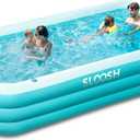 SLOOSH Inflatable Pool for Adults with Seats, 130" x 72" x 22" Full-Sized Blow Up Durable Thickened Above Ground Family Pool, Large Swimming Pools for Backyard Garden Lawn Summer Water Party, Cyan