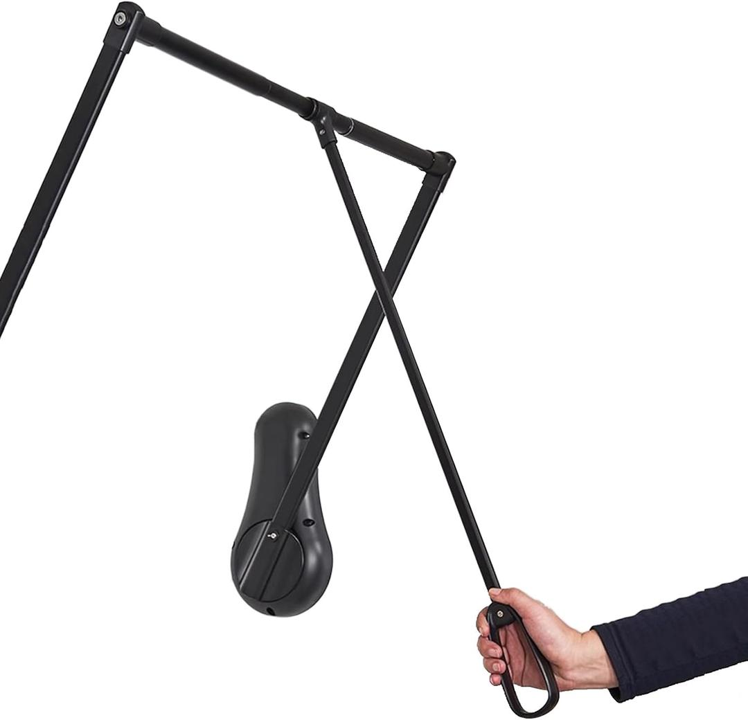 Pull Down Closet Rod for Hanging Clothes, Wardrobe Lift Rail Aluminum Alloy Organizer, Side Mounted Closet Rod for Kitchen Bedroom High Cabinets, 66 lbs Load Capacity (Black, 25.6"-33.4")