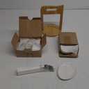 MIAMIO  34 Oz Ceramic Tea Pot Set with Infuser and Cups/Tea Strainer, 4 Ceramic Tea Mugs (10 Oz), Bamboo Saucers/Handle for Home and Office (White)