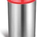 Ninestars OTT-50-19RD Open Top Office Bathroom Trash Can, 13 Gal 50L, Stainless Steel Base (D Shape, Red Lid)