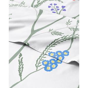 Floral Sheets - Boho King Bed Sheet Set - 1 Flat, 1 Fitted & 2 Pillowcases w/ Deep Pockets - Comfy, Wrinkle & Fade Free - Boho Botanical Bedding - Ultra-Soft, Breathable and Cooling - King Size Set