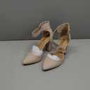 IDIFU Women's IN4 Pedazo High Block Heels Pumps Pointed Closed Toe Ankle Strap Dress Wedding Shoes (8, Beige)