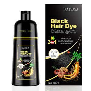 Black Hair Dye Shampoo 3 in 1, Hair Color Shampoo for Women and Men, Hair Dye to Cover Gray Hair, Herbal Ingredient Shampoos for Grey Hair Coverage 500ml (Black)