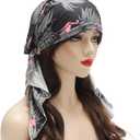 ZLYC Chemo Headwear Pre Tied Head Scarf Headwraps Lightweight Turban Beanie Cap for Women, One Size