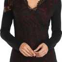 MISS MOLY Women's Scallop V Neck Sexy Sleeveless Lace Tank Top Elegant Slim Fit Summer Tops Blouse Shirts (#3-wine Red), Medium