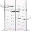 AFULILI Makeup Organizer Box 360 Rotating Perfume Stand Bathroom Storage Cosmetics Display Stand Space Saving and Large Capacity Case (Transparent)