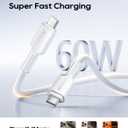 3 x Kuulaa USB-C to USB-C Cable, 60W Fast Charging Cable, PD 3.0 Compatible with iPhone 17 Pro Max 16 15, Samsung Galaxy S25, MacBook, iPad, Pixel, Switch, Xiaomi, Black, Nylon, 1m + 1m (White)