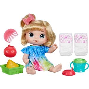 Baby Alive Fruity Sips Doll, Apple, Toys for 3 Year Old Girls, 12-inch Baby Doll Set, Drinks & Wets, Pretend Juicer, Kids 3 and Up, Blonde Hair