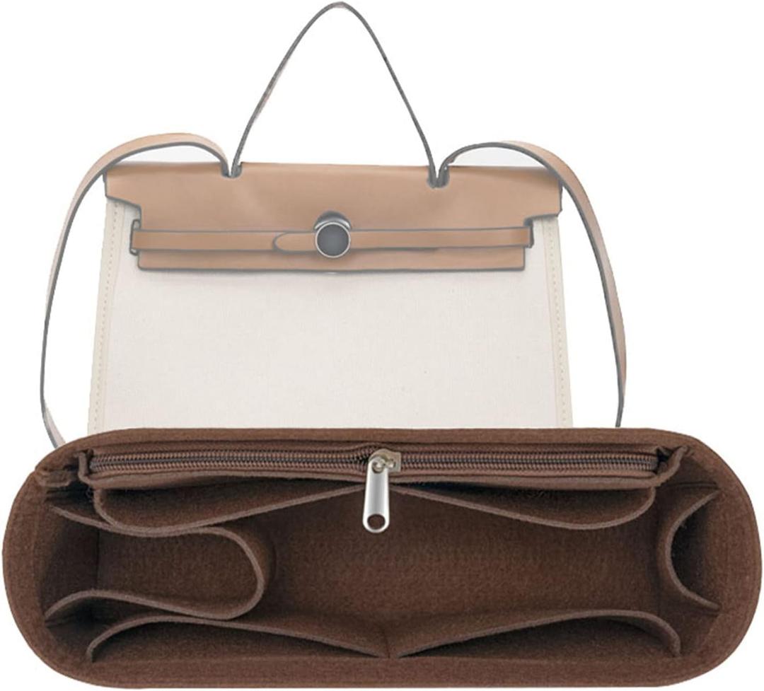 Lckaey for Handbags Herbag 31 organizer Purse Organizer insert 1011brown-26.5 * 7.5 * 13cm