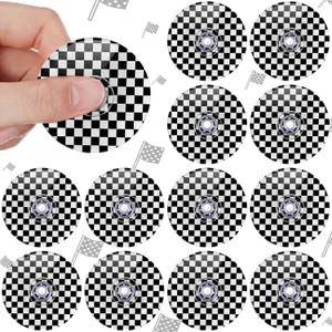 Sotiff 24 Pcs Race Car Party Favors 1.97 Inch Fidget Spinners Bulk, Black and White Checkered Fidget Toys, Goodie Bags Stuffers, Party Games, Rewards Carnival Prizes