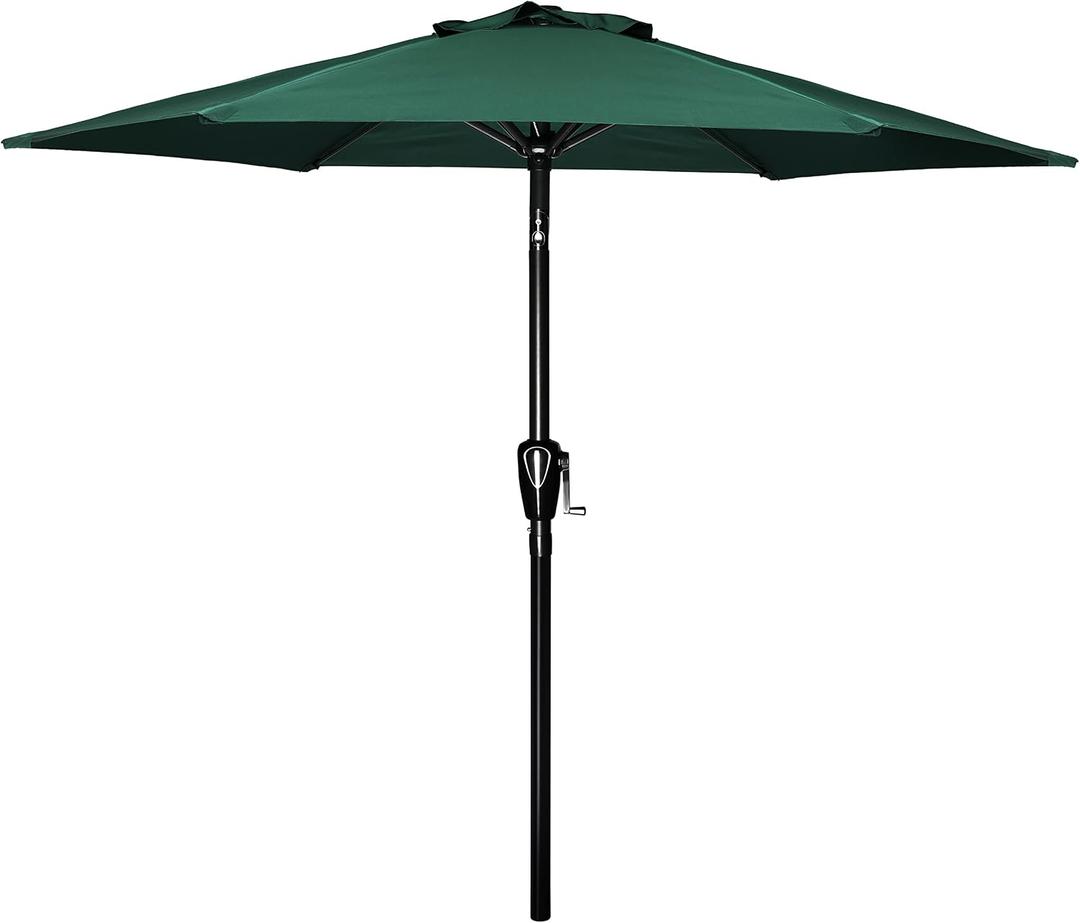 Simple Deluxe 7.5ft Patio Umbrella Outdoor Table Market Yard Umbrella with Push Button Tilt/Crank, 6 Sturdy Ribs for Garden, Deck, Backyard, Pool, Green