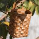 Cabilock Handwoven Wicker Hanging Basket 9.84 X 6.69 X 10.62In Rustic Wall Storage Planter for Kitchen Vegetables Fruits and Flower Display