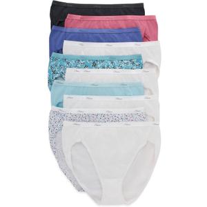 Hanes Women's Underwear Briefs Pack, 10-Pack, Cotton Panties for Women, Moisture-Wicking, Full Coverage (7, Solid/Print Mix)