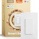 MOES WiFi Smart Light Switches, No Neutral Wire Needed, Require Capacitors, 2.4GHz Single Pole Switch, Compatible with Alexa Google Assistant
