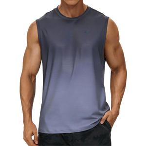 EZRUN Men's Workout Sleeveless Shirts UPF 50+ Summer Beach Swim Shirt Quick Dry Gym Muscle Fitness Running Tank Tops (Gray, S)