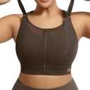 Adjustable High Impact Sports Bra Zip Front Sexy Mesh Racerback Workout No Bounce Compression Bras for Women Plus Size (XX-Large, Sycamore)