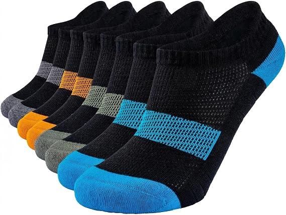 Mosithings 8 Pairs Running Ankle Socks For Men, Black Mixed, L