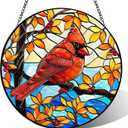 Cardinal Gifts for Women - 8 Inch Cardinal Stained Glass Window Hanging, Unique Sun Catcher with Metal Chain and Hook, Suncatcher Window Wall Decor Suncatcher Gifts