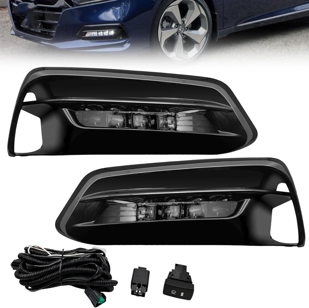 LED Fog Lights Replacement for Accord 2018 2019 2020 4-Door Sedan Driving Fog Lamps with DRL Front Bumper Fog Lights