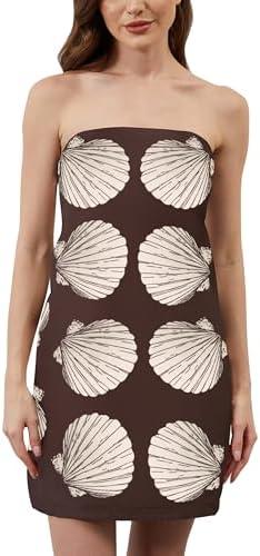 ACCPUR Women's Strapless Tube Mini Dress 2025 Summer Casual Boho Floral Print Sleeveless Going Out Beach Vacation Short Dress, S