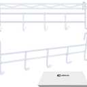 CroBlissful 2 Pcs 5 Hook Attachment for Wire Shelving 1.5 x 12 x 4 Inch Hanging Hooks Rack Wire Chrome Plated Steel Shelf Accessories Metal Hook Bars for Storage Display Organizer (White)