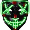 2 x Led Light Up Scary Mask El Wire Mask for Halloween 3 Lighting Modes for Aldult Teens (One Size, Green)