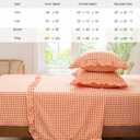 Gingham Queen Sheet Set, Lightweight Super Soft Brushed Microfiber Plaid Fall Bed Sheets with 16" Deep Pocket, 4 Piece Ruffle Farmhouse Bedroom Decor, Orange