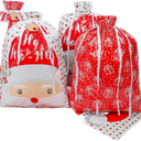 7 Pack Extra Large Drawstring Christmas Gift Bags, Xmas Wrapping Bags for Big Presents, Reusable Large Holiday Bag with Tags