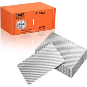 PINOZE 16 Gauge Stainless Steel Finish Nails, 2", 1000-Count 16GA Straight Finishing Nails, Assorted Size Small Framing Nail Gun Nails for Pneumatic, Electric Finish Nailer