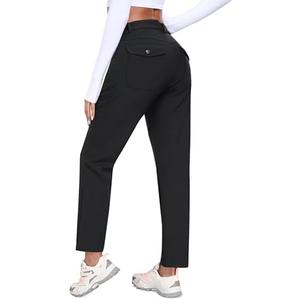 MoFiz Women's Waterproof Windproof Ski Snow Hiking Cargo Pants Warm Fleece Lined Elastic Waisted Zipper Pockets Winter Large