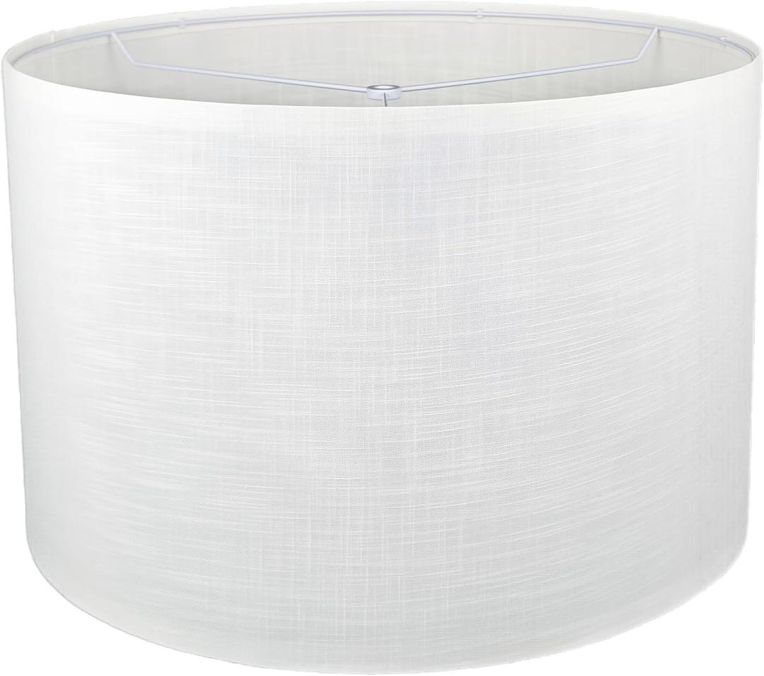White Lamp Shades,18" Top x 18" Bottom x 12" High,Assembly Required Large Drum Lampshade, Replacement Lamp Shades for Table Lamps, Floor Lamps, Spider Fitter