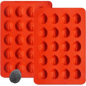 2Pcs Walnut Cookie Maker Silicone Molds, 20-Cavity Oreshki Mold Maker Walnut Cookie Molds for Baking, Walnut Cookie Maker for Cookies