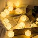 Anordsem Battery String Light Indoor: 6.88Ft/10 LED Cotton Ball Lanterns 2 Pack - Fairy Cozy Lighting Hanging Deco for Bedroom Party - Christmas Gifts for Babies Adults 25-50