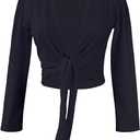 Daydance Girl's Women's Dance Top Wrap Cotton Cardigan Shrug Sweater for Ballet L
