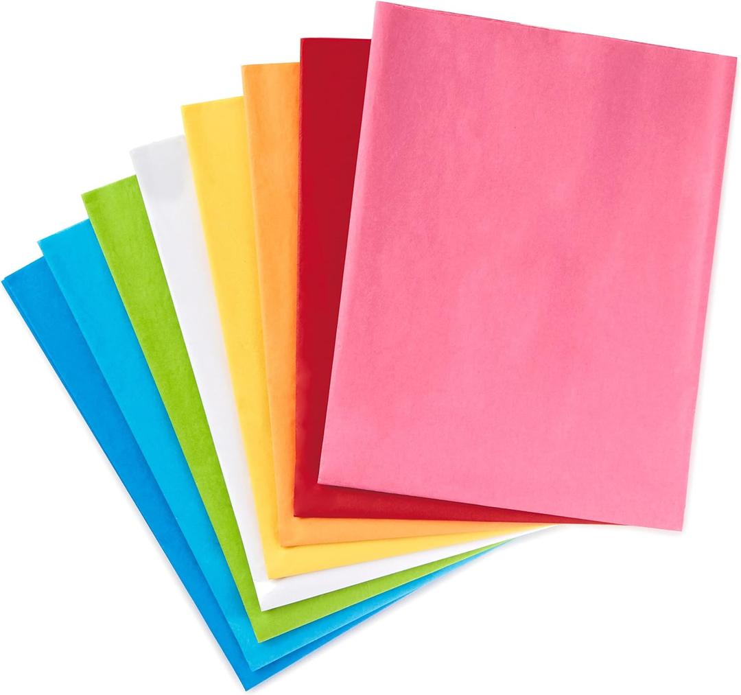 Hallmark Tissue Paper, 120 Sheets (Classic Rainbow, 8 Colors) for Birthdays, Mother's Day, Graduation, Gift Wrap, Crafts, DIY Paper Flowers, Tassel Garland and More