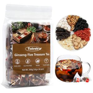 2 x Ginseng Five Treasure Tea, 10g X 30 Bags, Made with 7 Precious Ingredients Formula, Natural Chinese Herbal Teas for Men Women