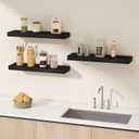 Vervida Black Floating Shelves for Wall, 24" Rustic Wood Deep Wall Mounted Shelves with Invisible Brackets for Decor & Storage, Floating Shelf for Living Room, Bathroom (Set of 3), 24x5.8