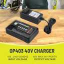 OP404 Replacement for Ryobi 40V Battery Charger Compatible with Ryobi 40V Lithium Battery OP4015 OP4026 OP4040 OP4050 OP4060 OP40601 OP40602