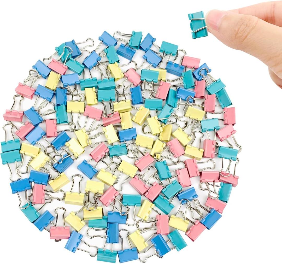 2 x Ykimok 120-Pack Mini Binder Clips in 4 Colors (Blue, Yellow, Red, Green), 15mm/0.6-Inch Small Paper Clips for Home, School, Office and Business