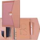 A5 Binder Loose-leaf Refillable Notebook Diary Organizer and Pen Set - 100 Sheets Of 200-Page,8.35.5IN,100gsm Cream Paper,Premium gift box included(Pink)