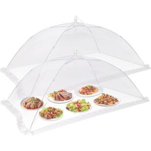 Food Cover Food Tent, Pop-Up Umbrella Screen Tents Large Mesh Food Covers Tent Perfect for Parties, picnics and Camping two LARGE 2ft x 3 1/2 ft laced edges six SMALL 14"x14" laced edges
